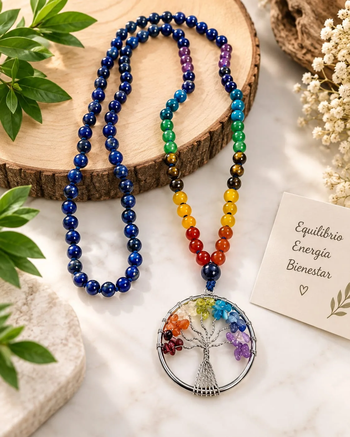 Set de Collares Lapislázuli y Árbol de la Vida 7 Chakras