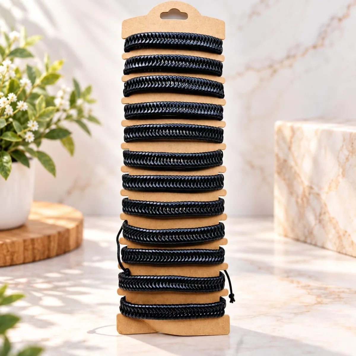 Set de 12 Pulseras de Cuerina Ajustables Trenzadas