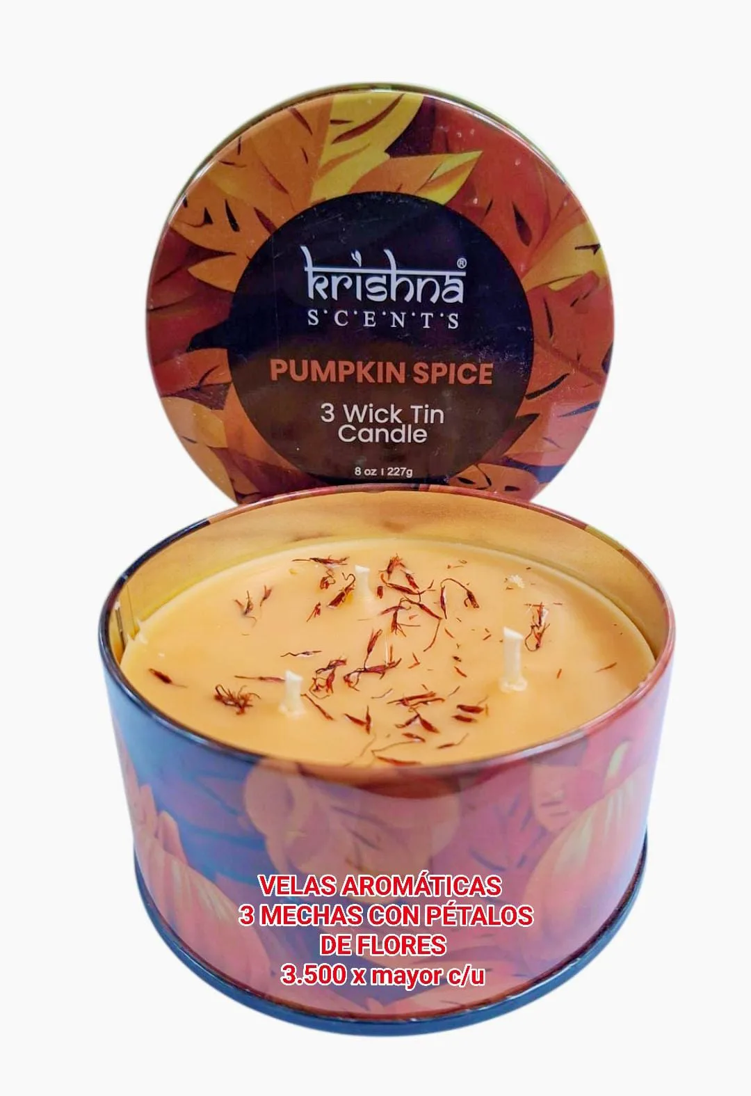 Velas Aromaticas Krishna 3 Mechas Pumpkin Spice