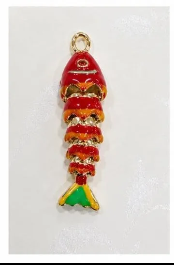 Colgante de Rodio - Pez rojo/naranja rayado