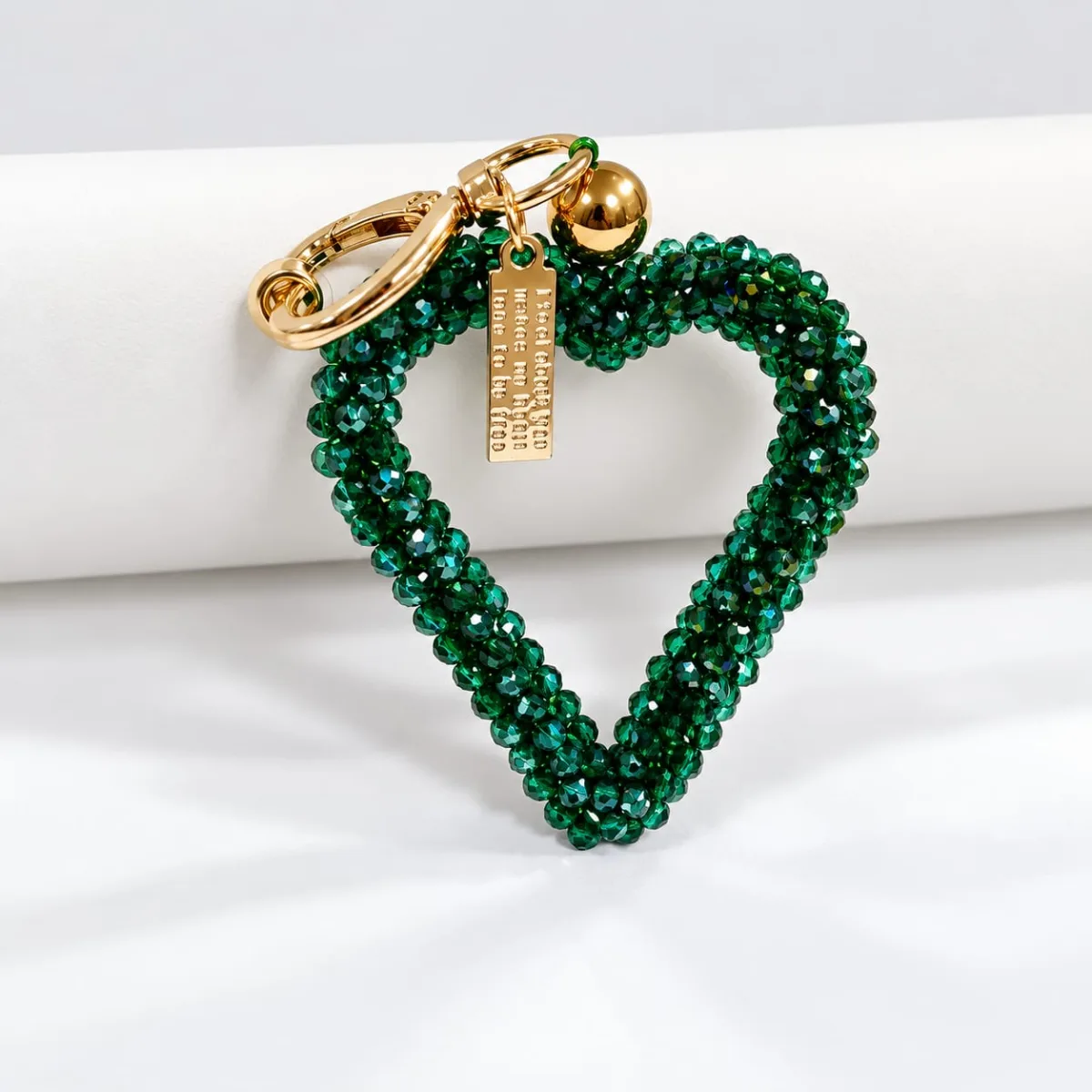 Porta Celular Corazón de Cristal Verde Esmeralda