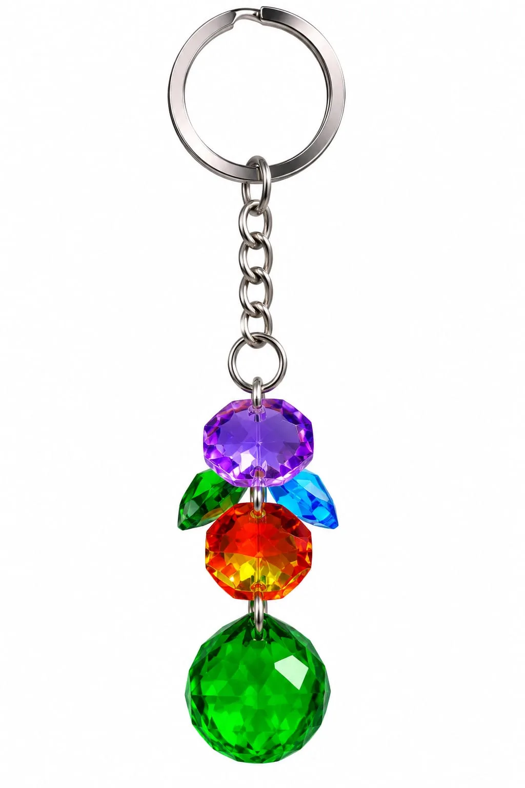 Llavero de Prismas Multicolor con Bola Verde