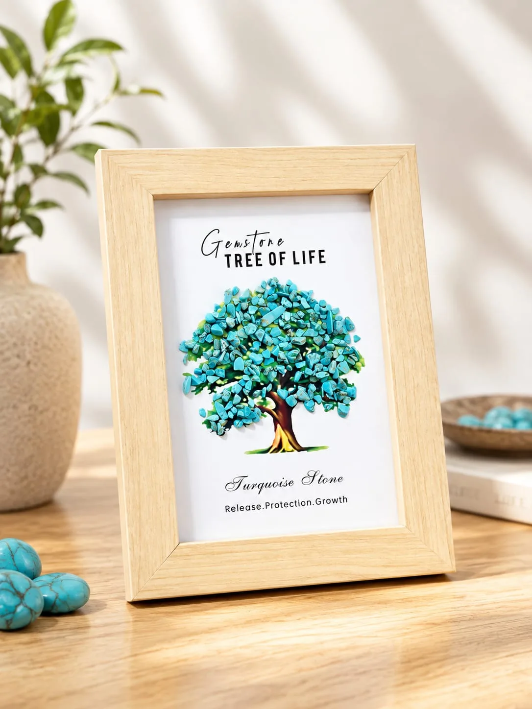 Cuadro Árbol de la Vida con Cuarzos - Turquesa