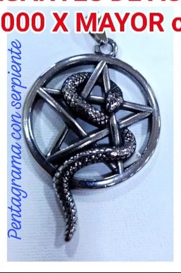 Colgante de Acero - Pentagrama con serpiente