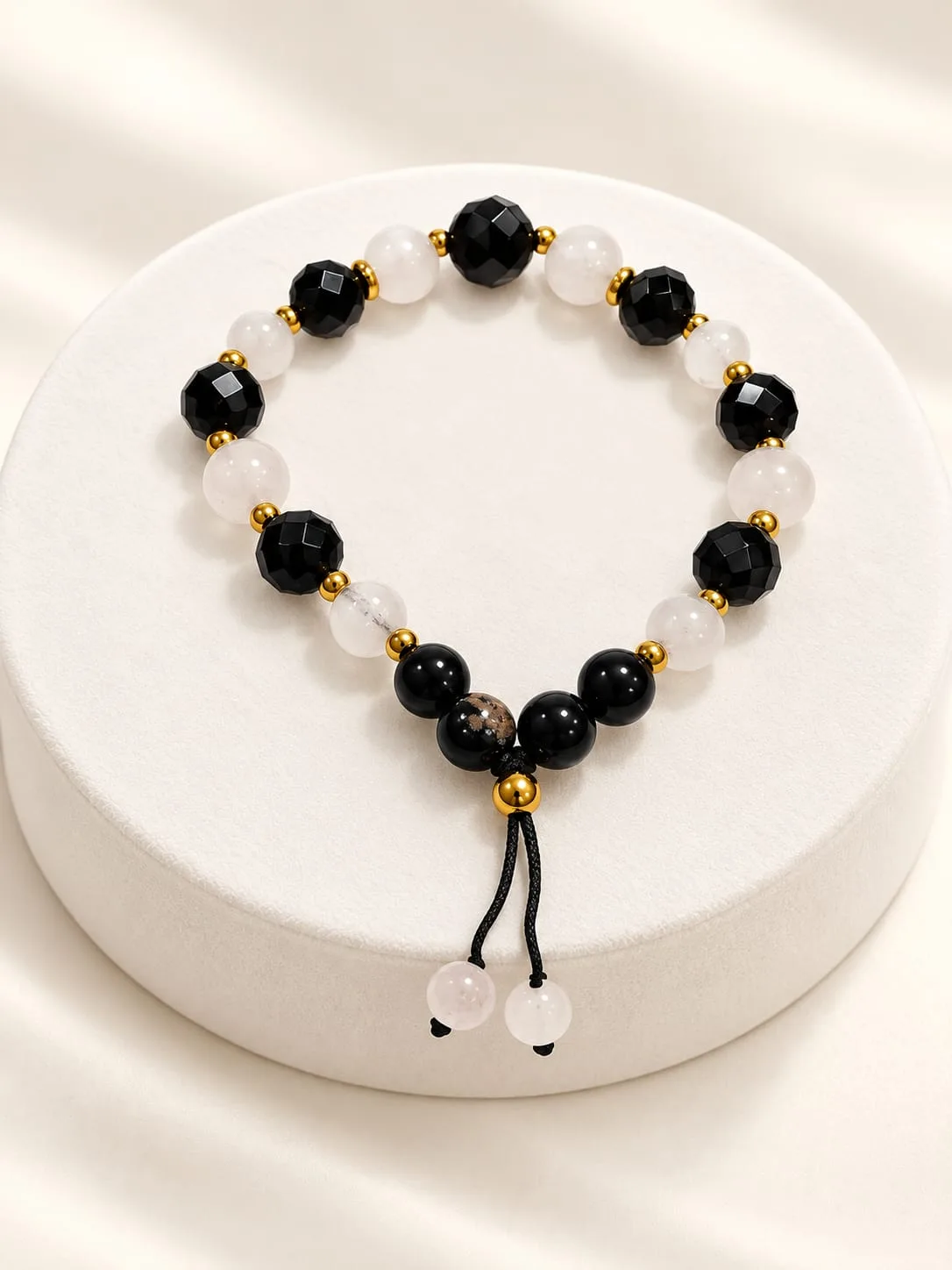 Pulsera de Cuarzo Blanco con Cristal y Acero 8 mm