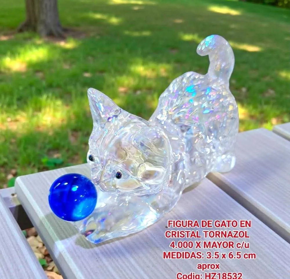 Figura de Gato en Cristal Tornazol