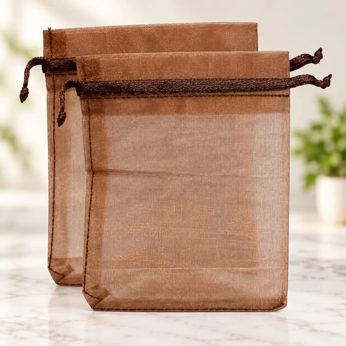 Bolsa de Organza Café 9x12 cm
