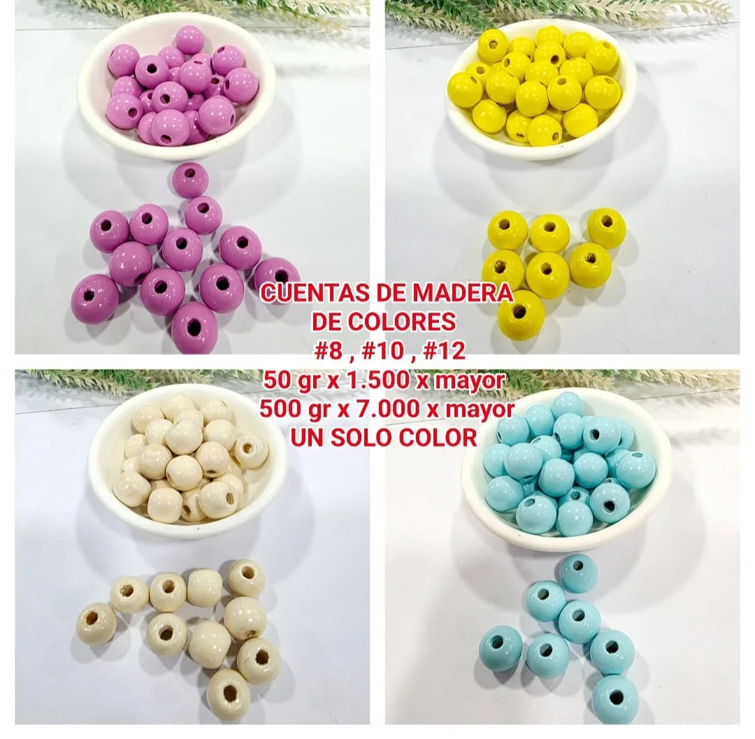 Cuentas de Madera de Colores