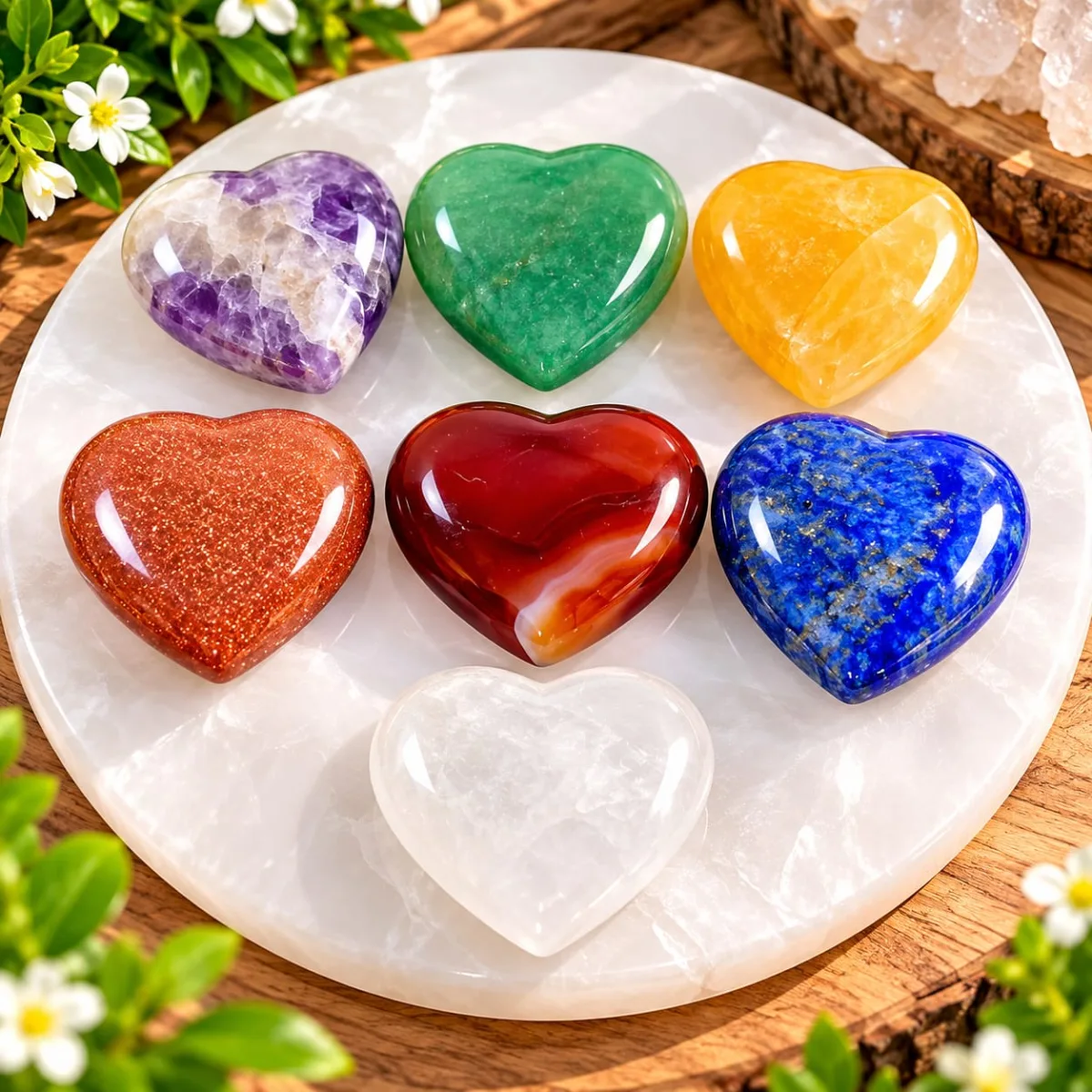 Kit de 7 Chakras en Forma de Corazón Plano