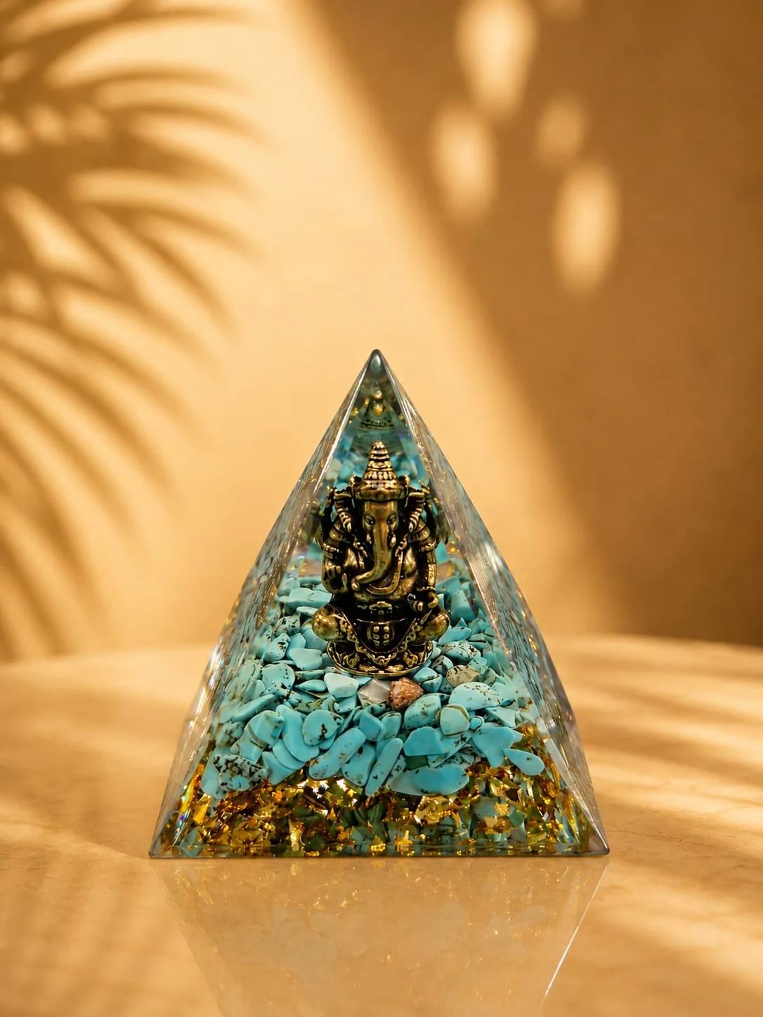 Pirámide de Orgonita o Orgón - Ganesha - turquesa