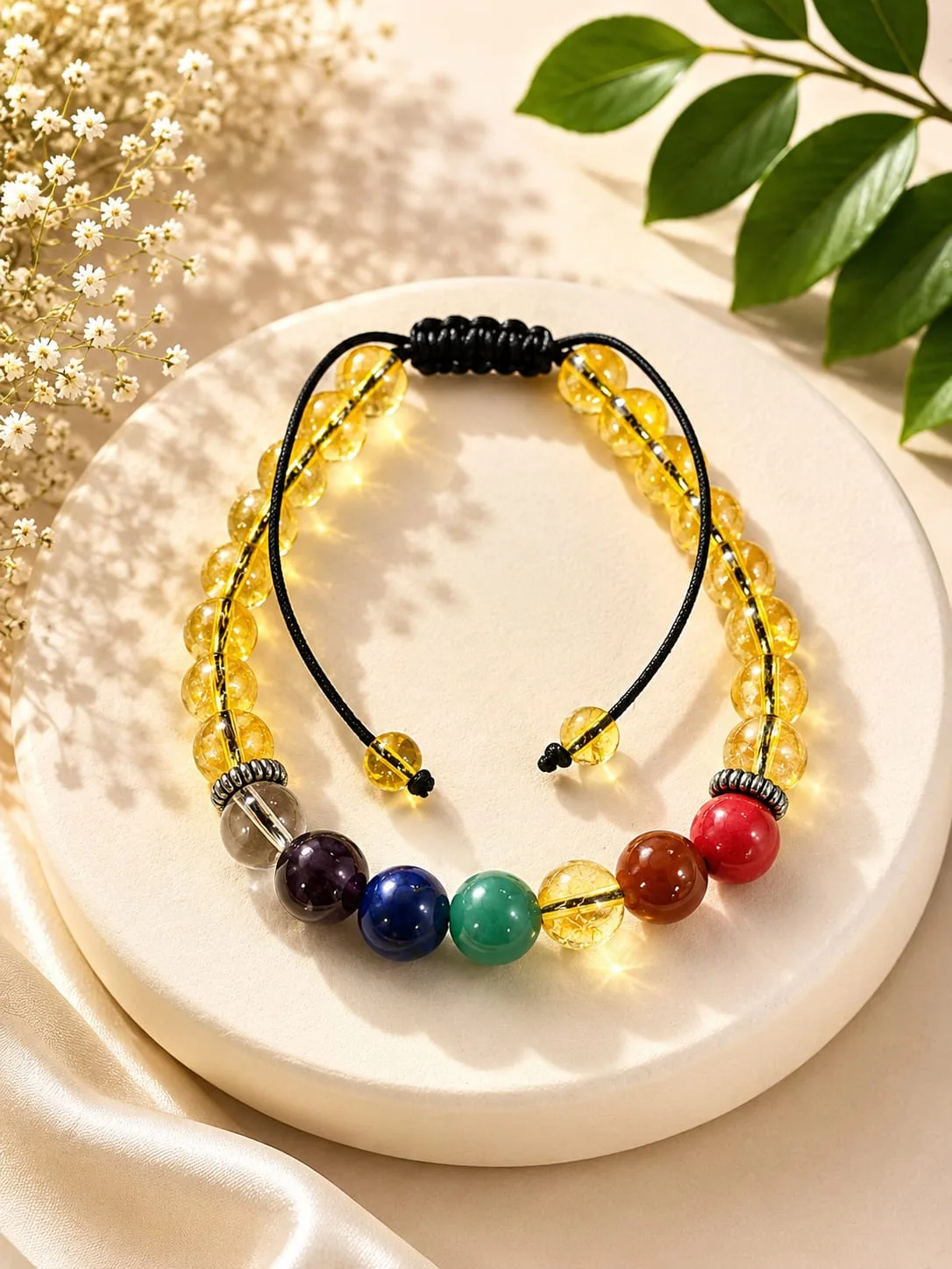 Pulsera de 7 Chakras con Hawlita Roja