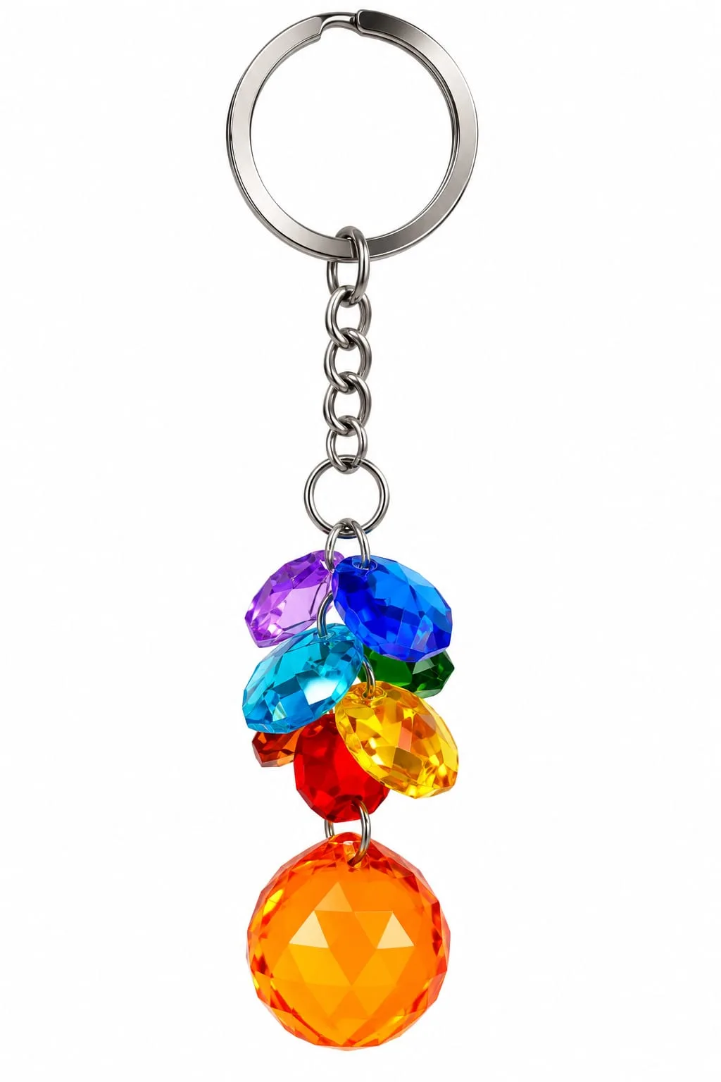 Llavero de Prismas Multicolor con Bola Naranja
