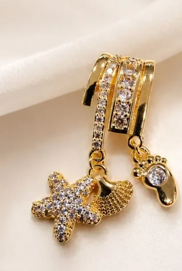 Colgante de Rodio - Charms colgantes con estrella de mar y gota