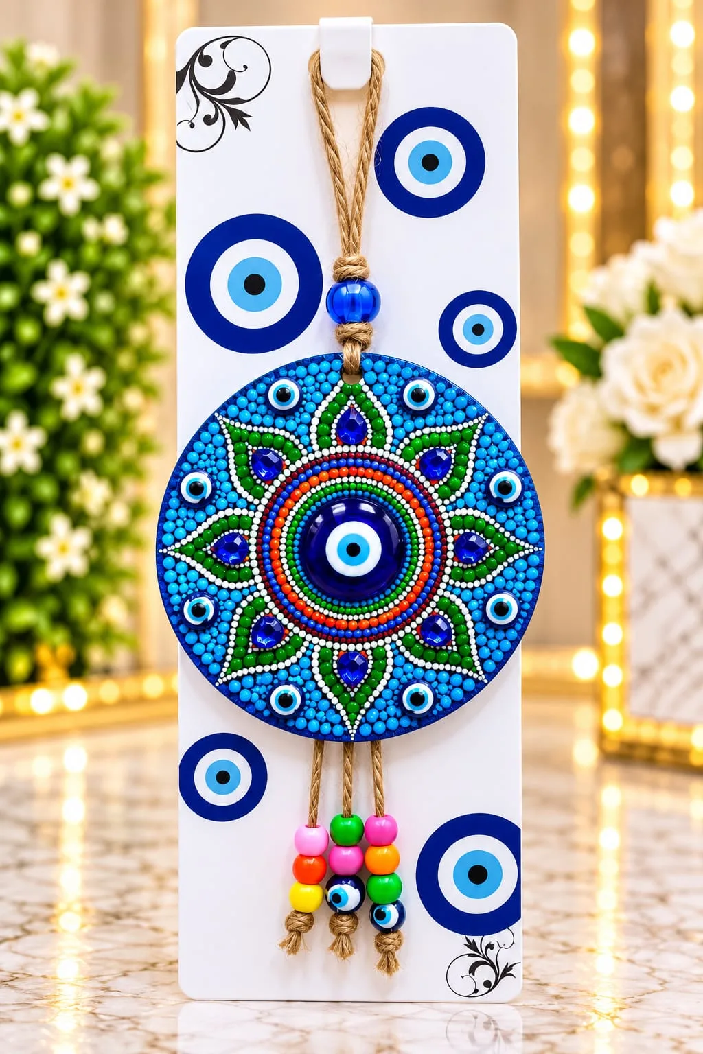 Colgante Mandala con Ojo Turco Turquesa y Verde