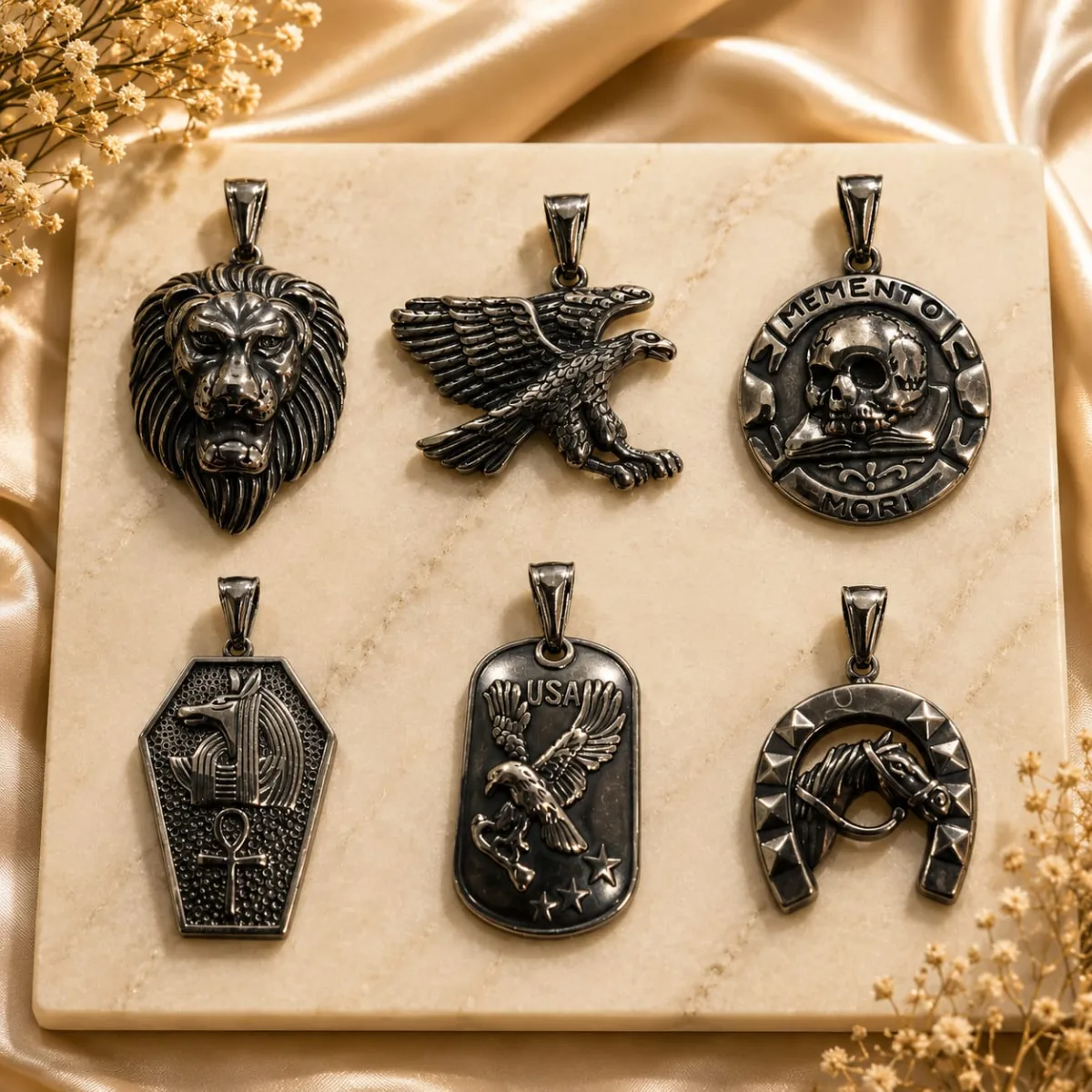 Set de Dijes de Acero Envejecido