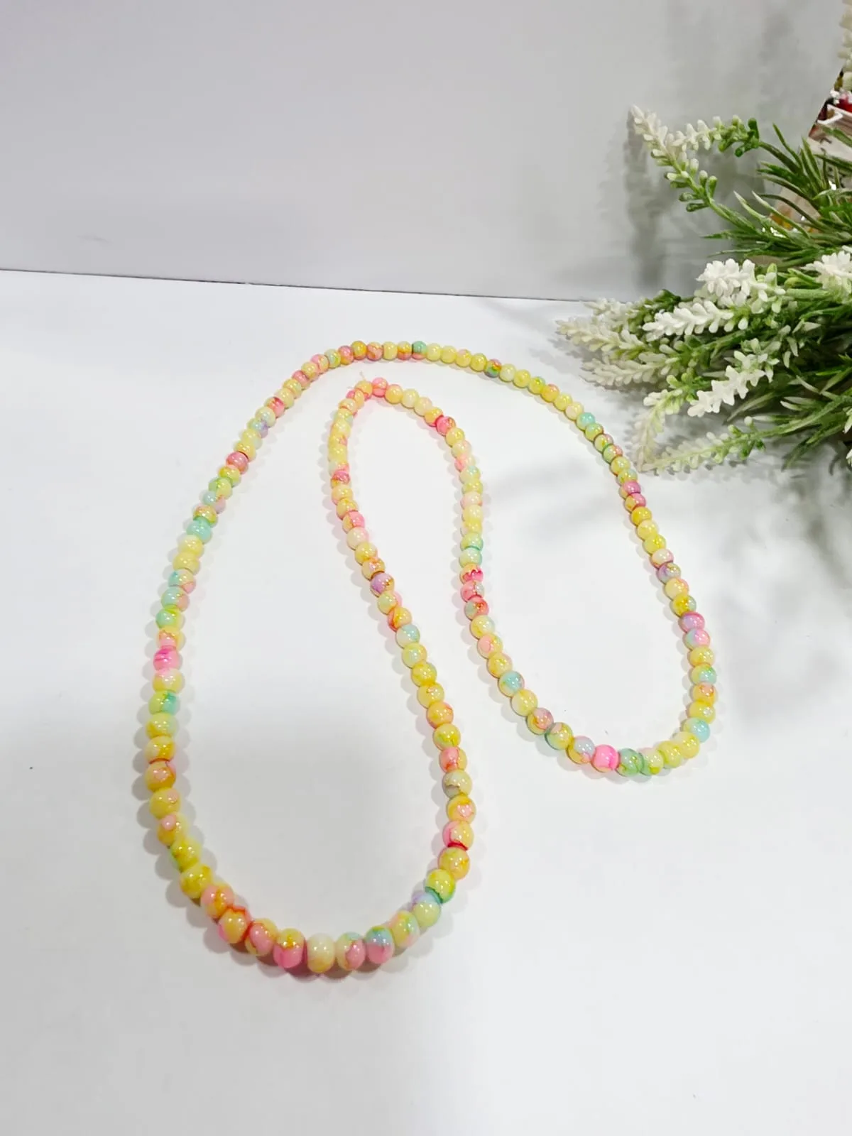 Cuentas de Vidrio Jaspeado Multicolor Pastel Salpicado 6mm