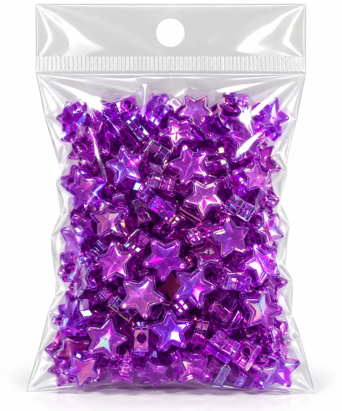 Cuentas Acrílicas Estrella Morado 8 mm