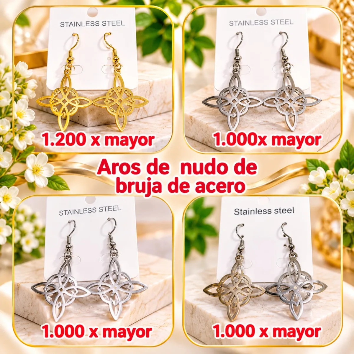 Aros de Nudo de Bruja de Acero