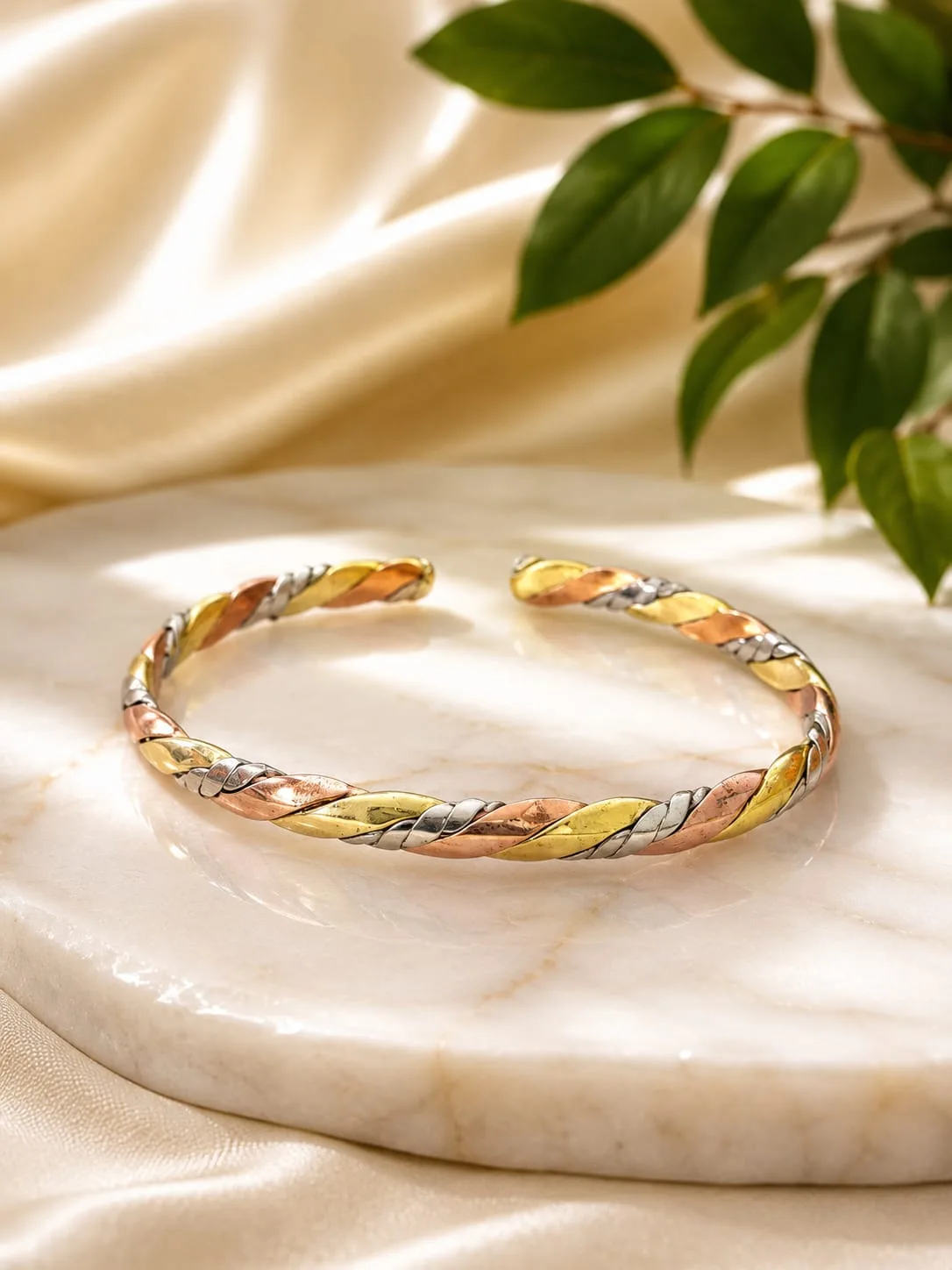 Pulsera Trenzada Cobre + Bronce + Alpaca