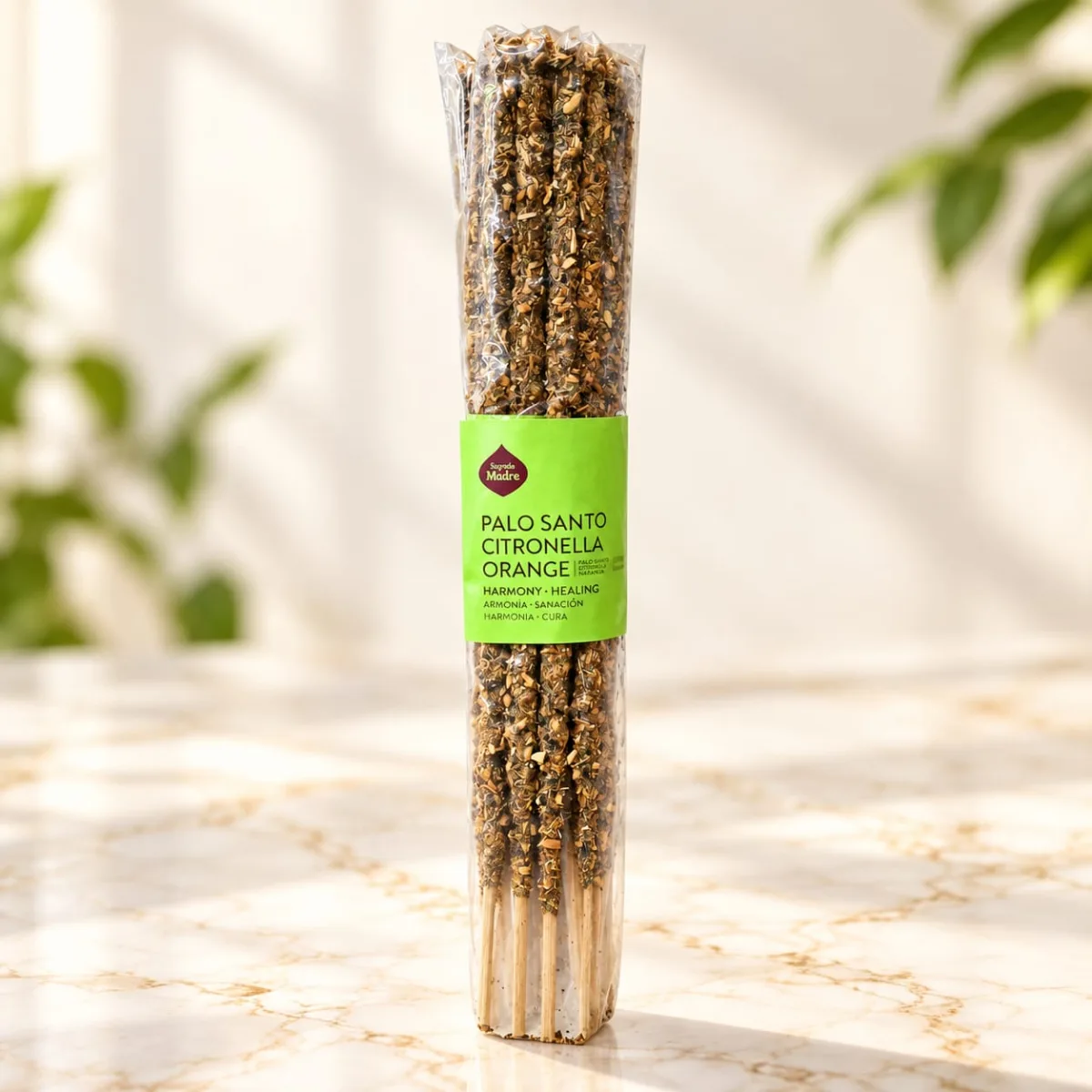 Sahumerio Sagrada Madre Palo Santo Citronela y Naranja