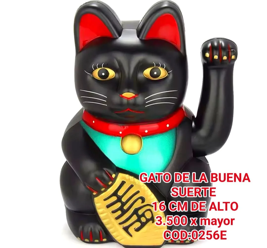 Estatua Gato de la Buena Suerte Negro