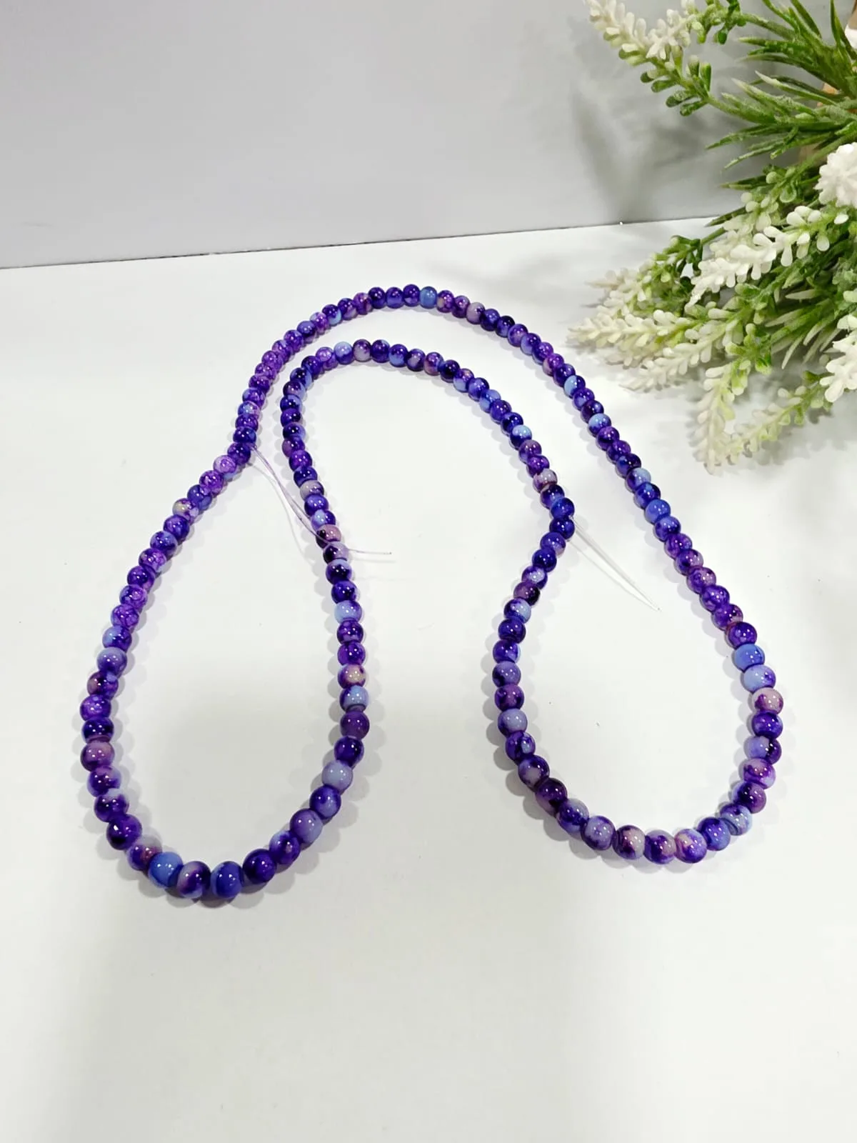Cuentas de Vidrio Jaspeado Púrpura y Azul Violeta Jaspeado 6mm
