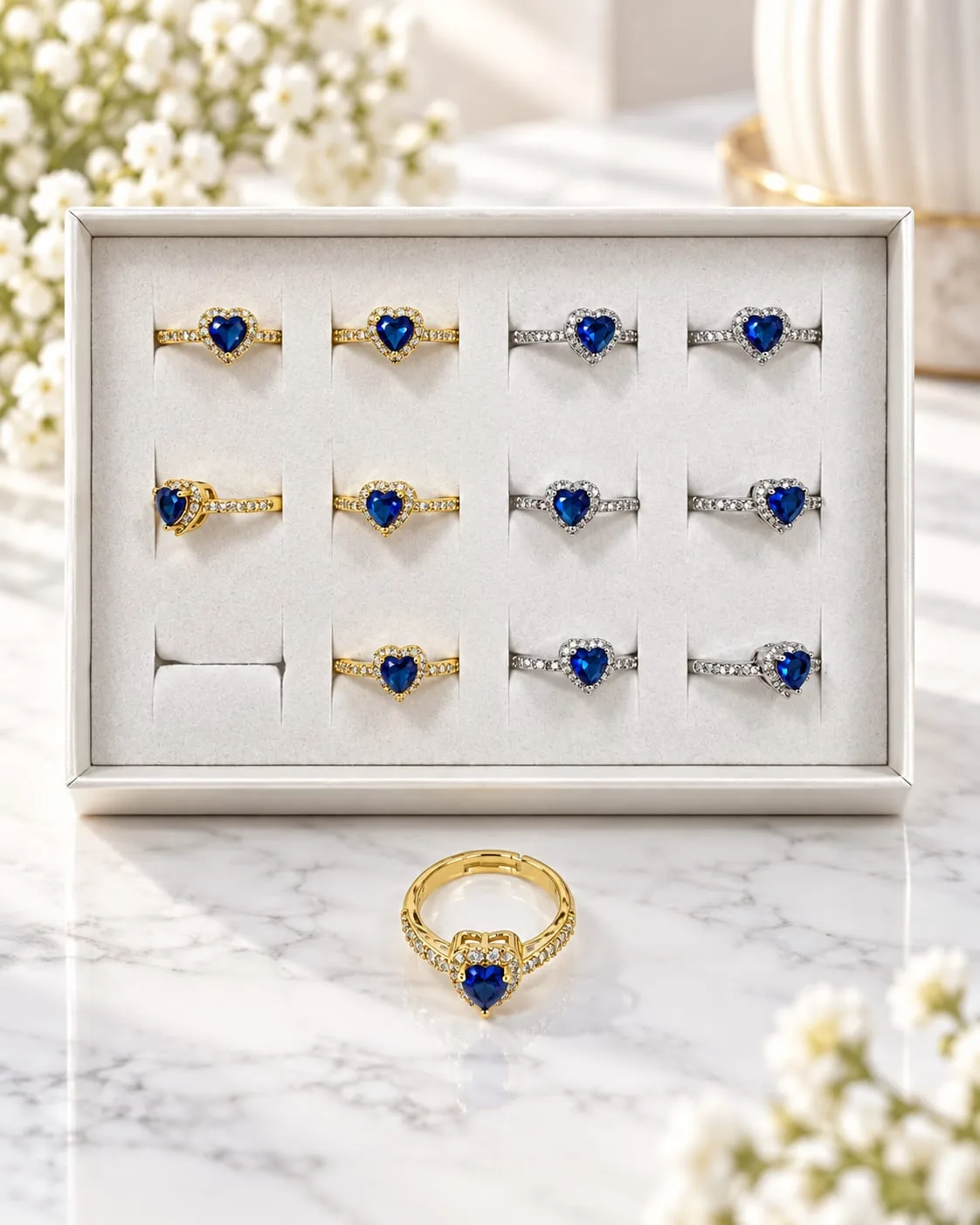 Anillo Ajustable Corazón Azul