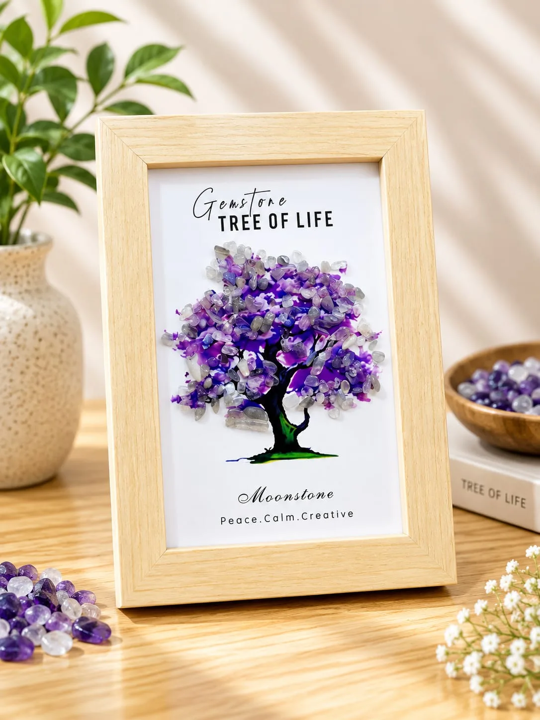 Cuadro Árbol de la Vida con Cuarzos - Piedra Luna