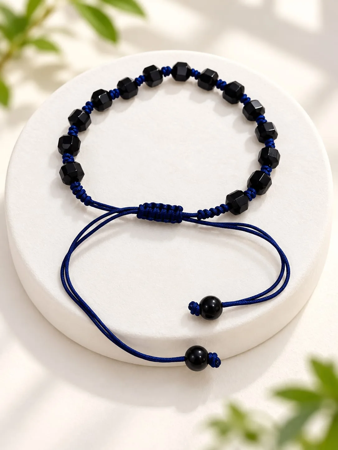 Pulsera Facetada Ajustable Azul Oscuro
