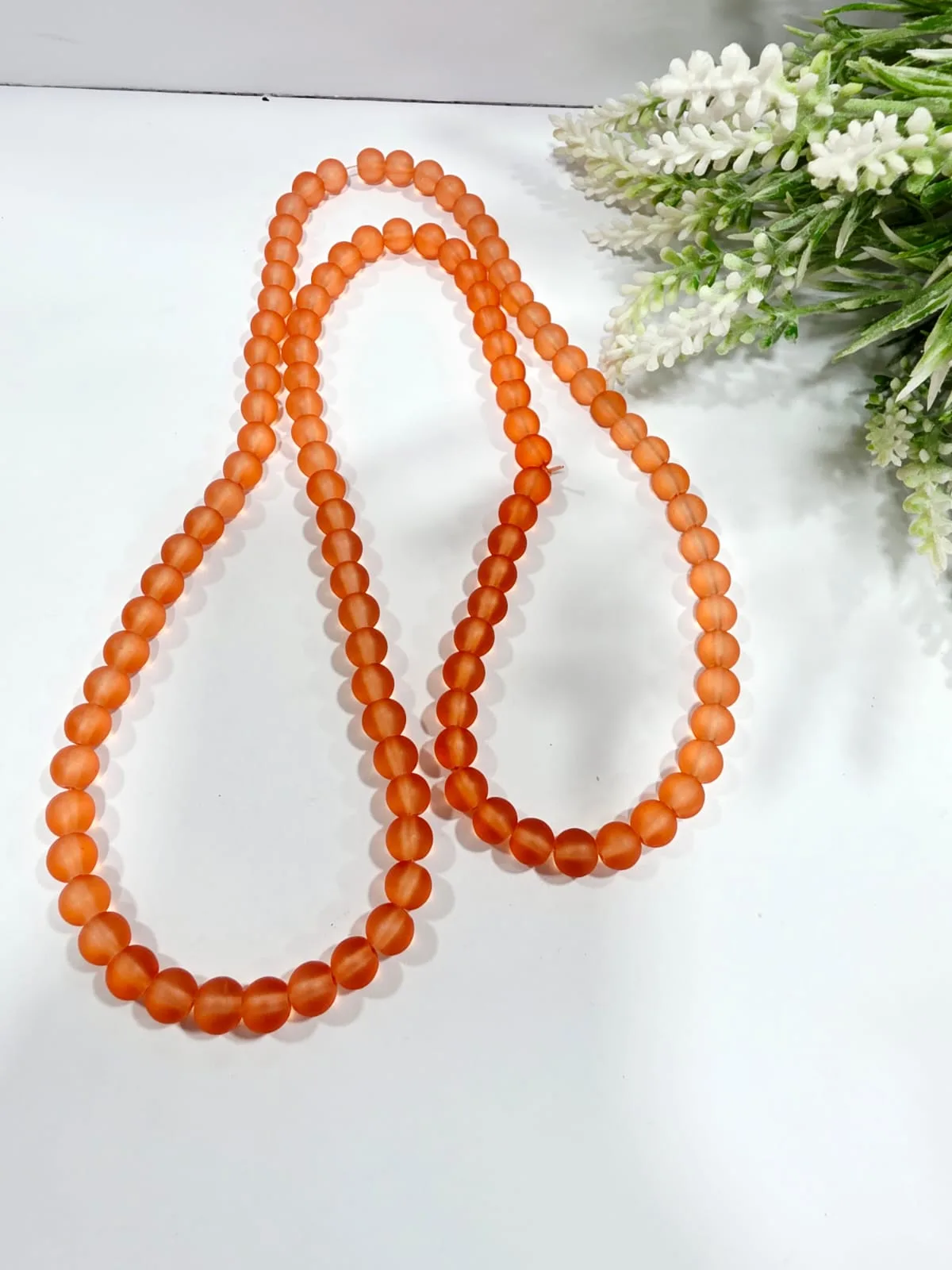 Cuentas de Vidrio Esmerilado Naranja 8mm