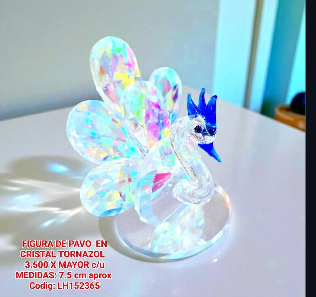 Figura de Pavo en Cristal Tornazol