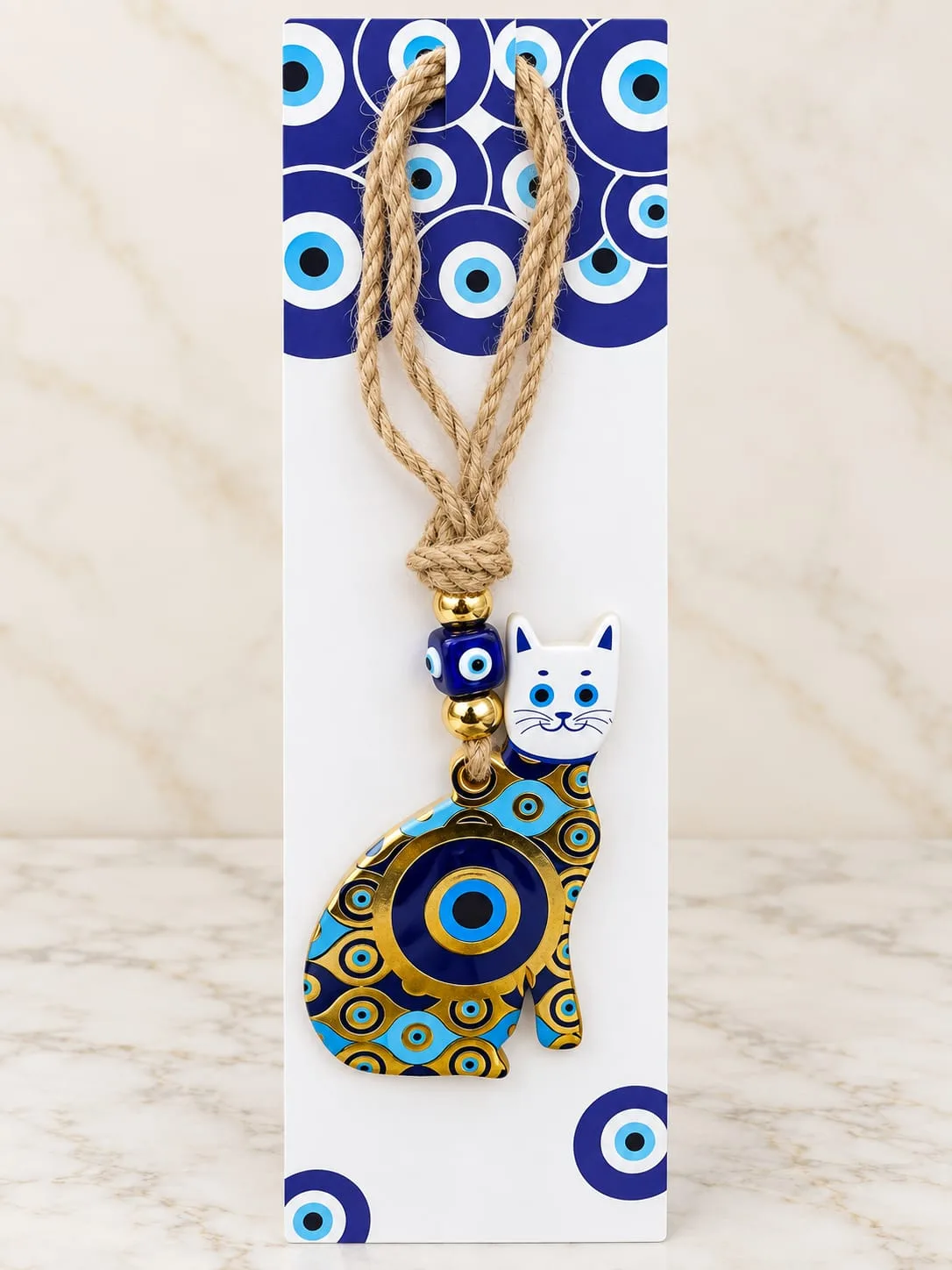 Colgante Gato Ojo Turco Dorado