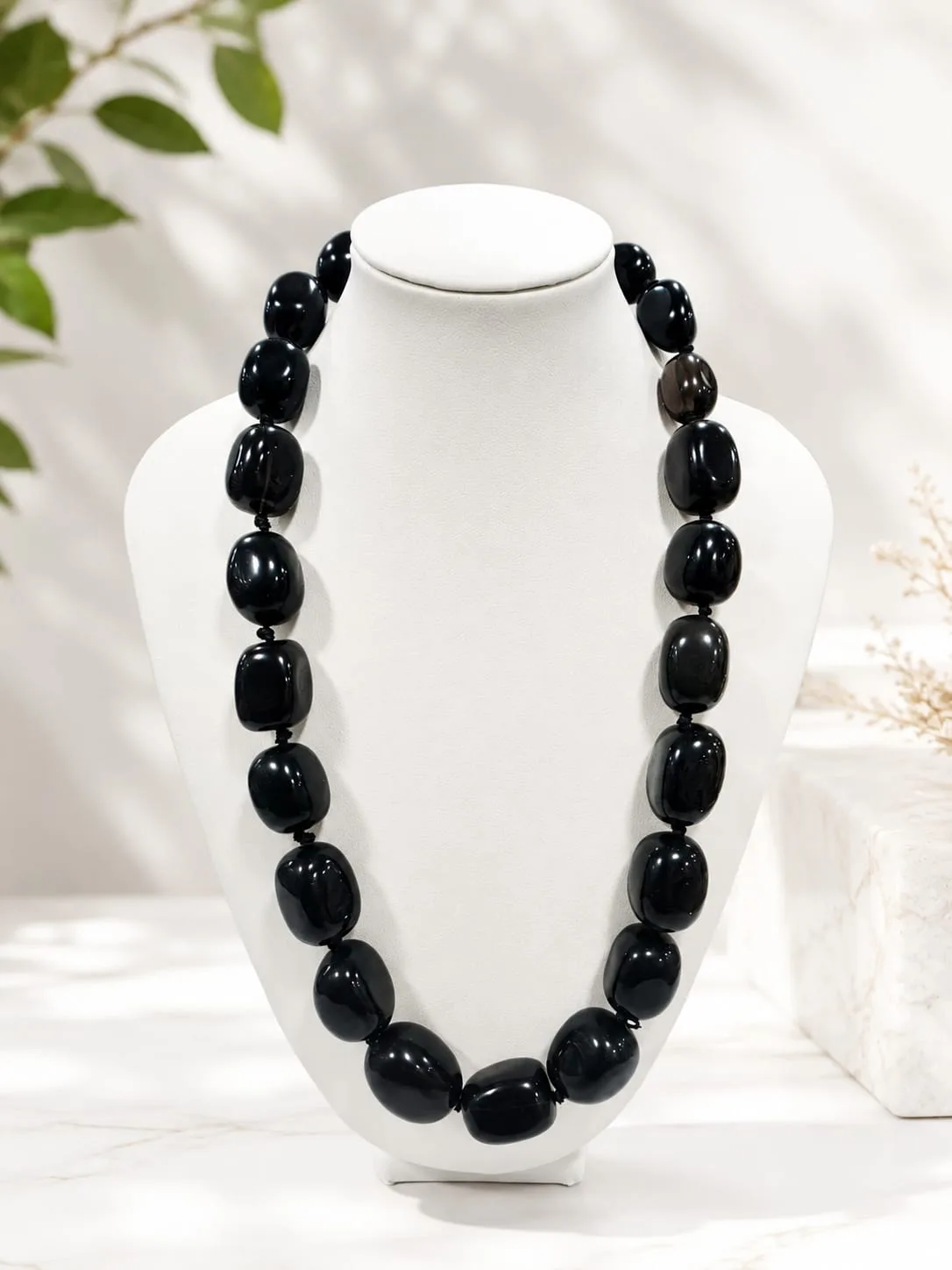 Collar de Cuarzo Natural – Negro