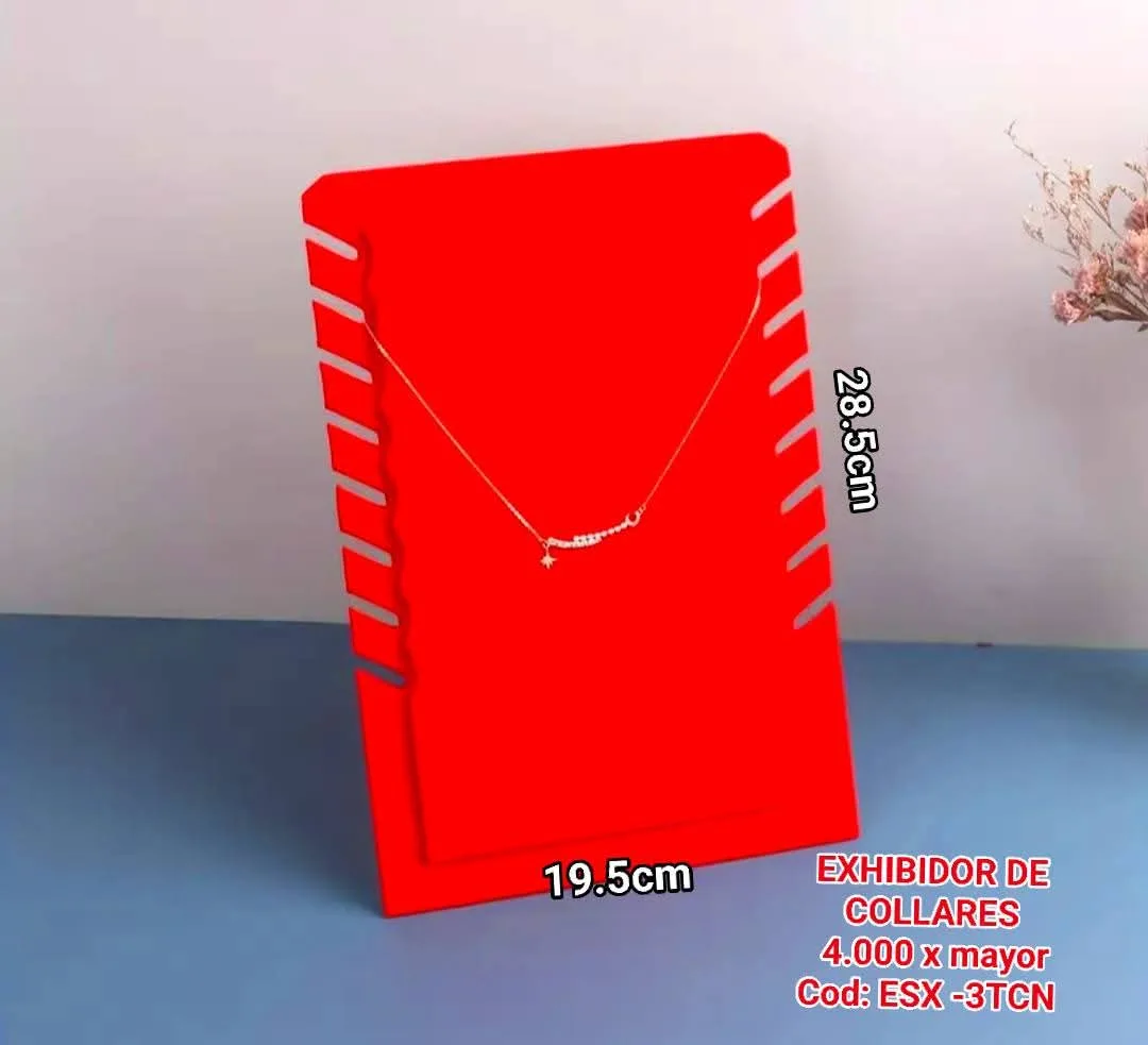 Tablero Exhibidor de Cadenas y Collares (Rojo)