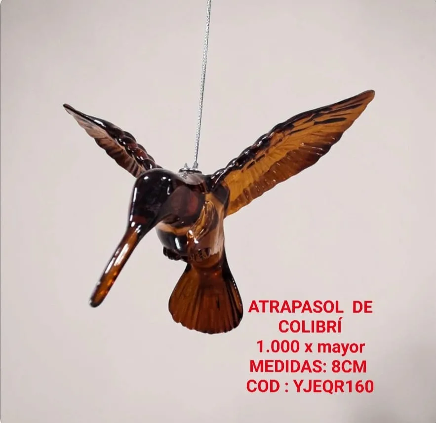 Atrapasoles Colgante Colibrí en Cristal Tallado Ámbar / Marrón Miel