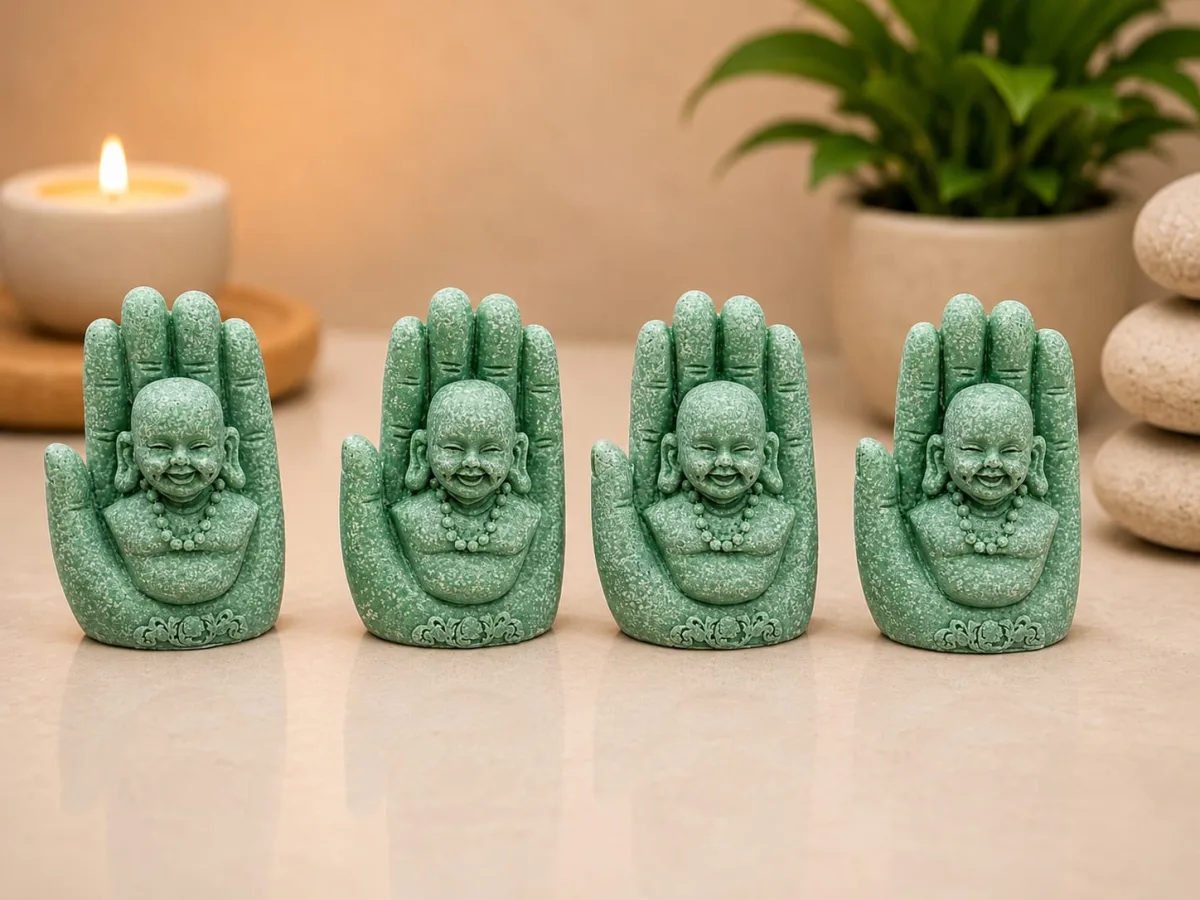 Set de 4 Buda en Mano Jade