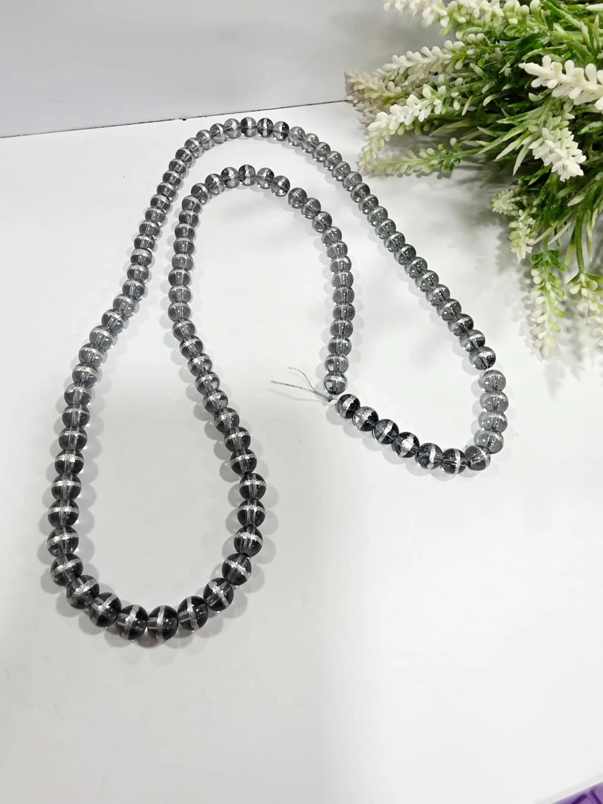 Cuentas de Vidrio con Brillo Gris 8mm