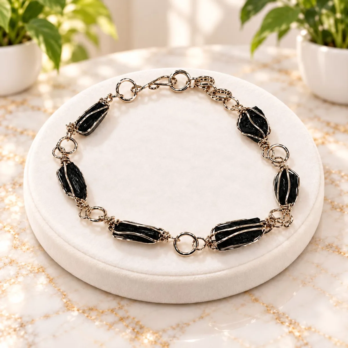 Pulsera de Turmalina en Bruto con Alambre