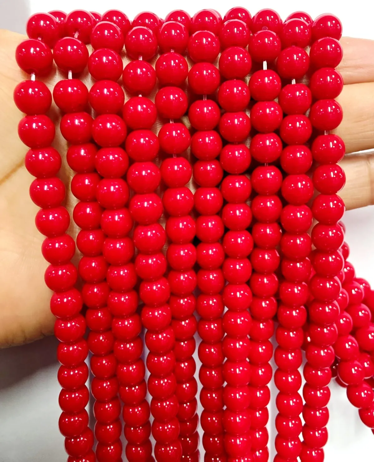Tira de piedras de Jade Rojo N°8