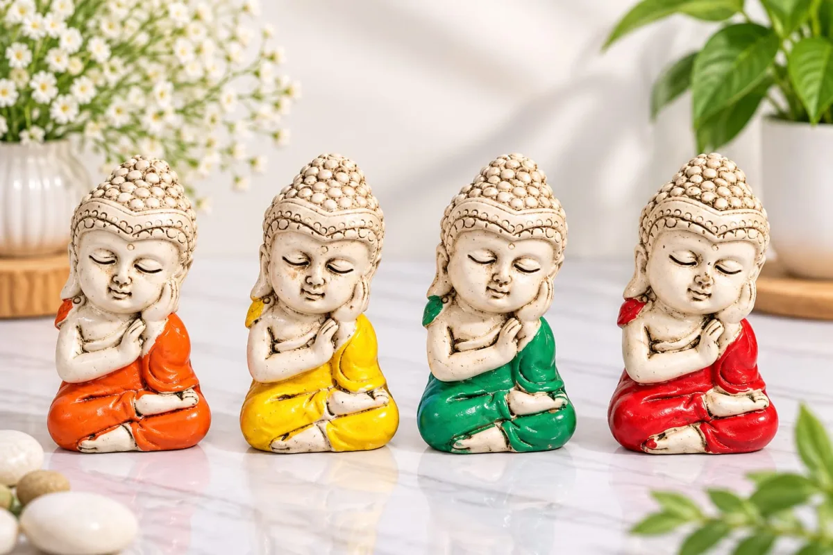 Figura de Monje Niño de Colores Vivos (No Veo, No Oigo, No Hablo)