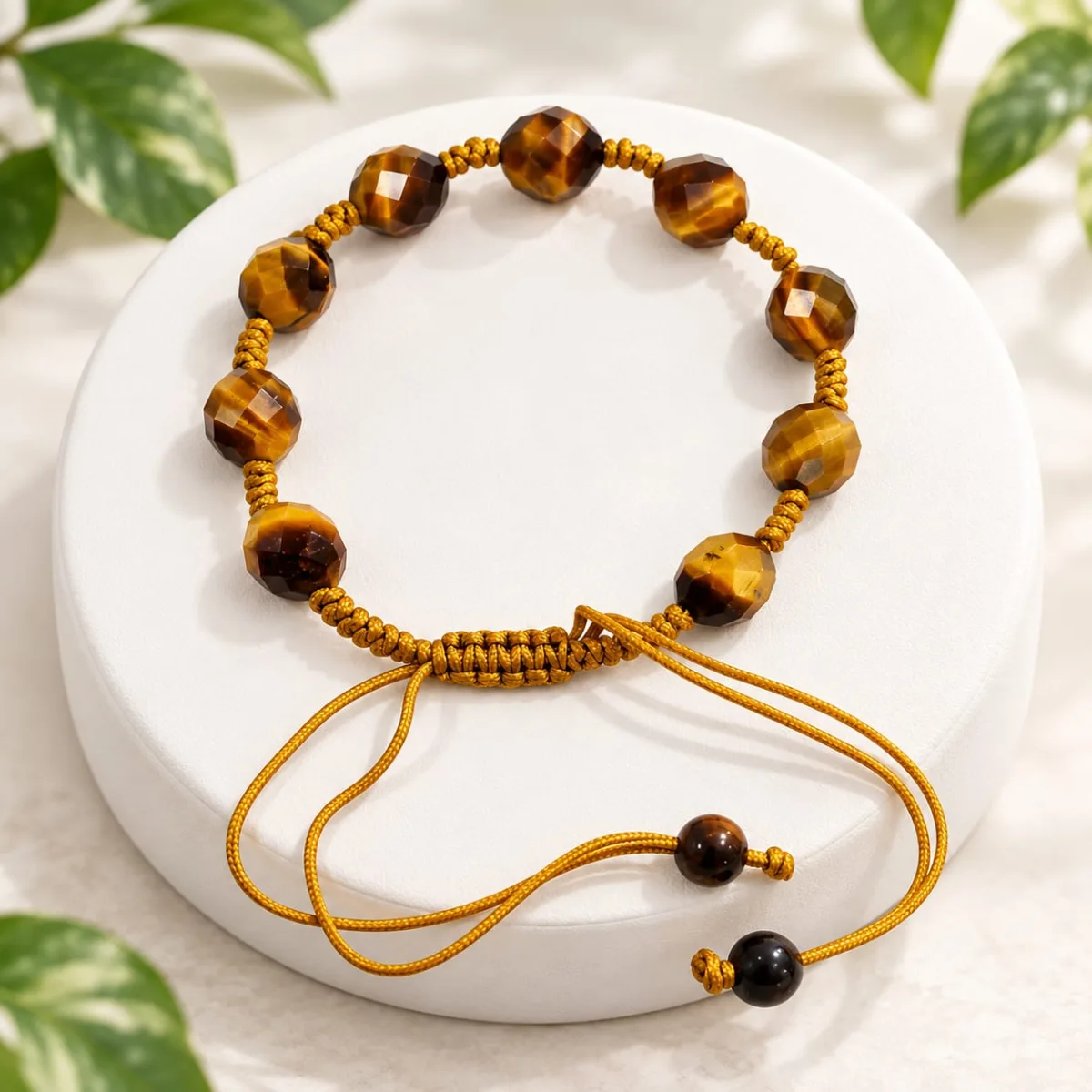 Pulsera Facetada Ojo de Tigre 8 mm