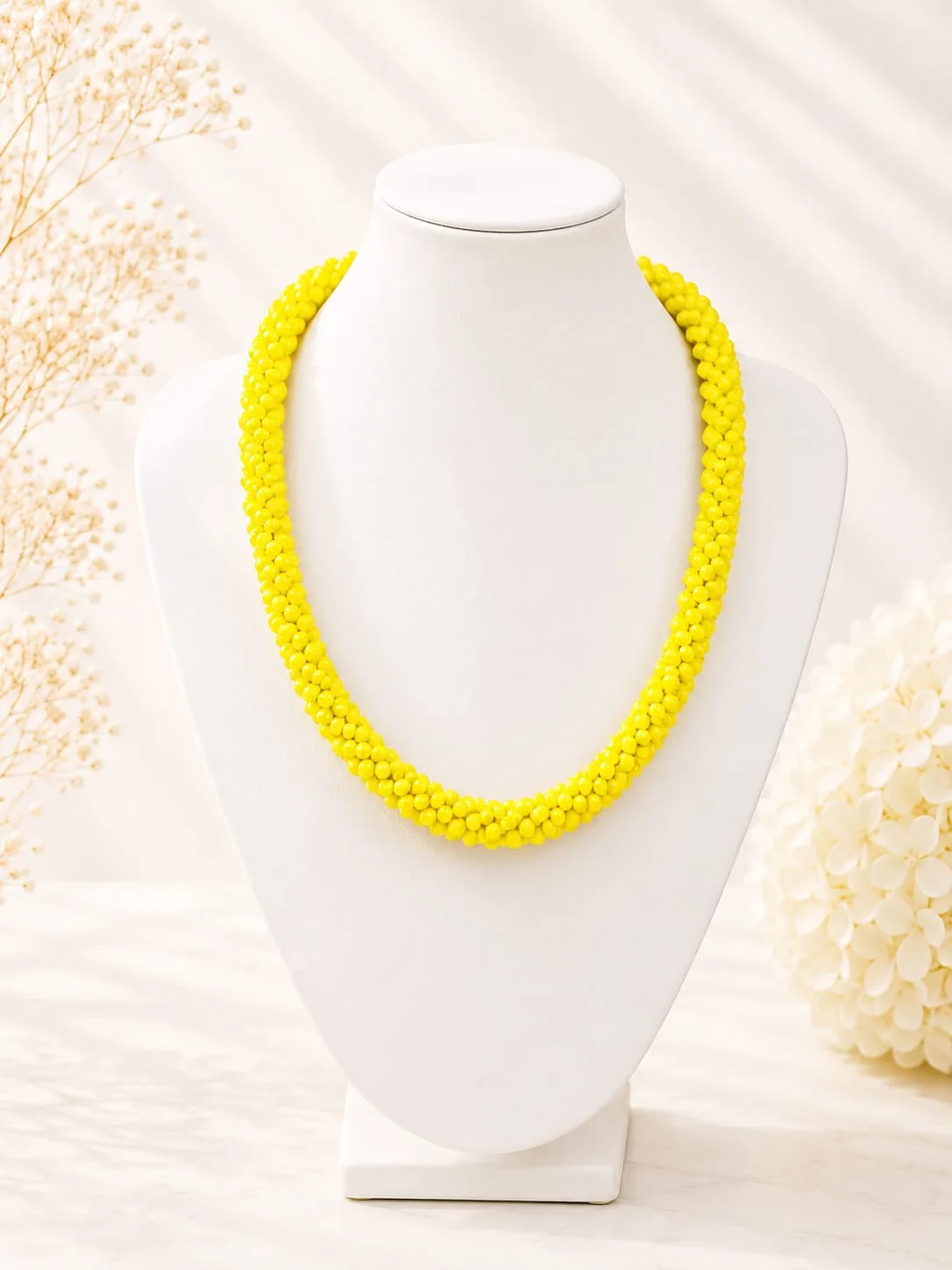 Collar Torzal de Cristal Facetado Amarillo