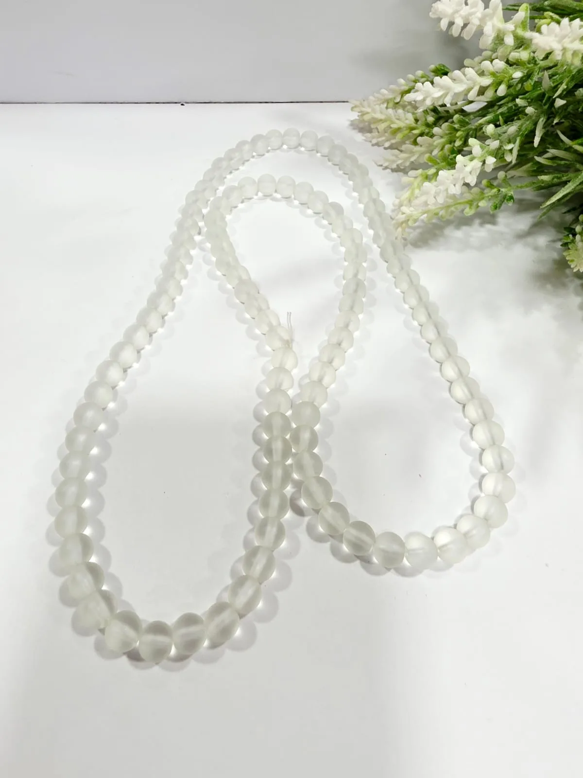 Cuentas de Vidrio Esmerilado Blanco 8mm