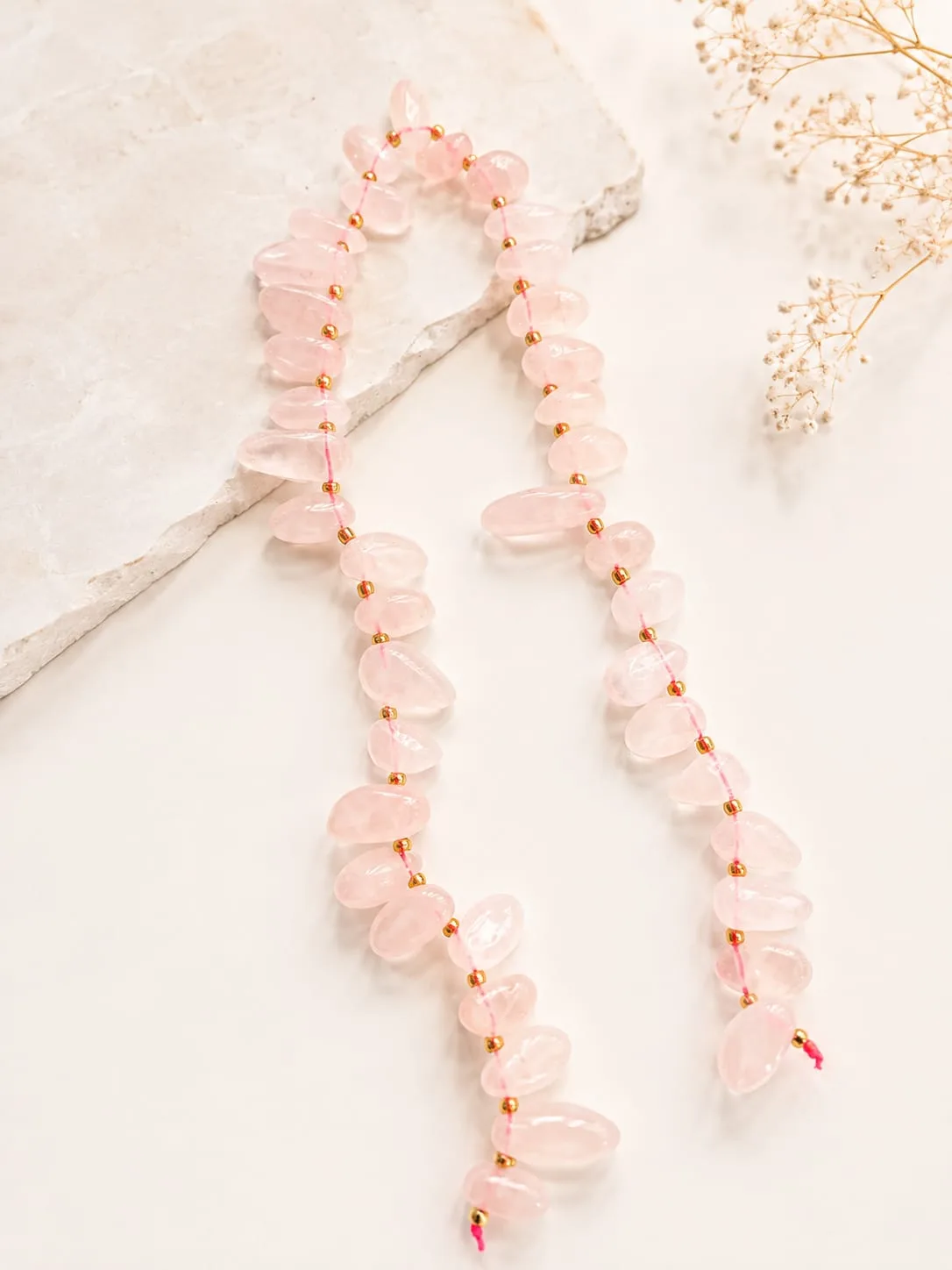 Collar de Cuarzo Rosa en Trozos Irregulares