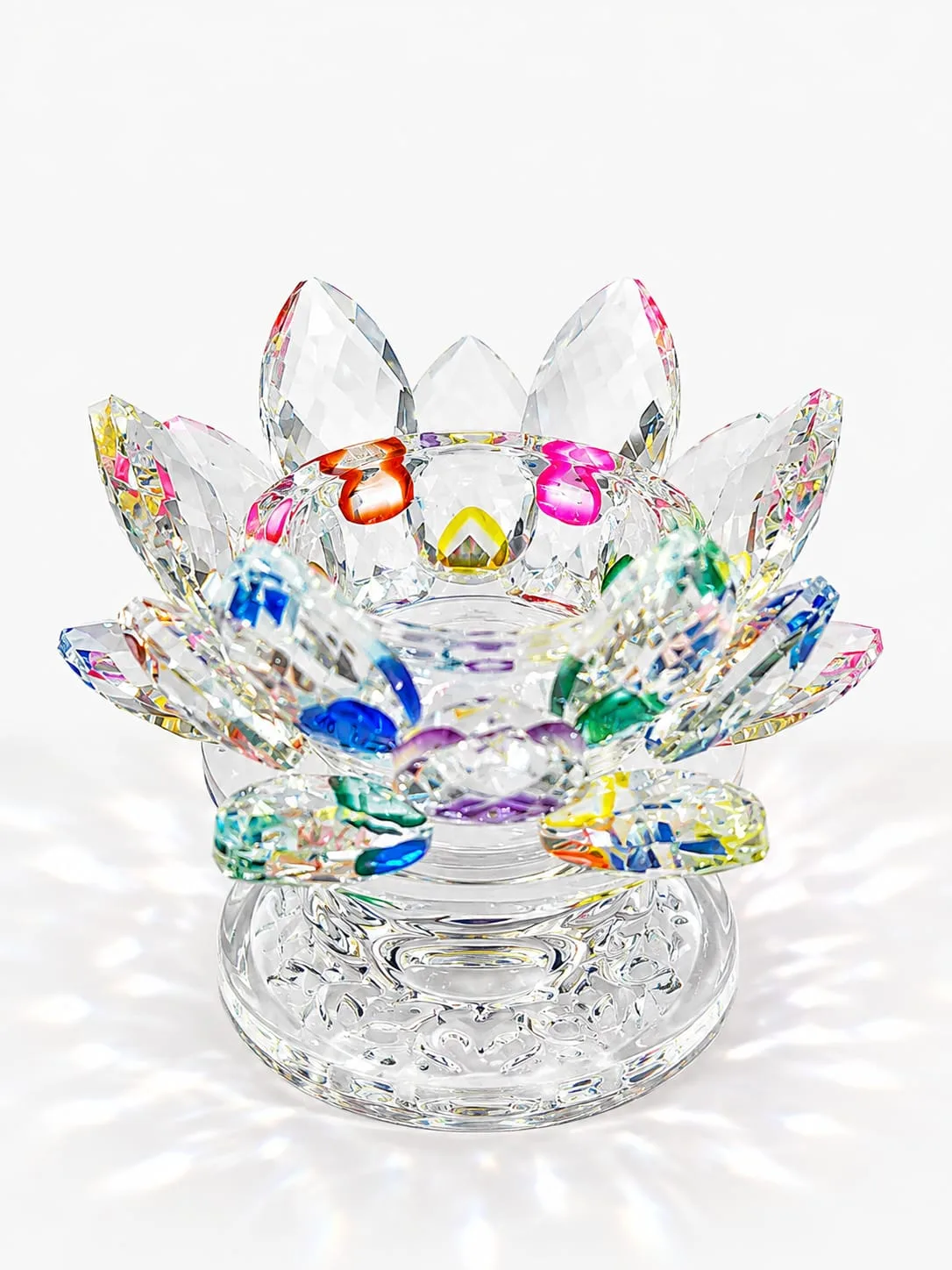 Portavelas Flor de Loto Multicolor con Base