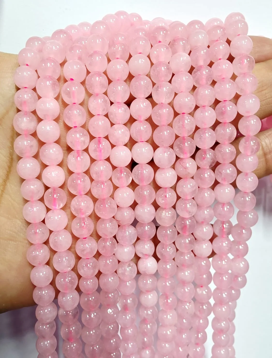 Tira de piedras de Cuarzo Rosado N°6