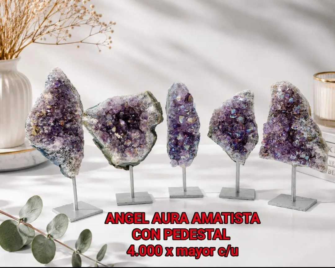 Angel Aura Amatista con Pedestal