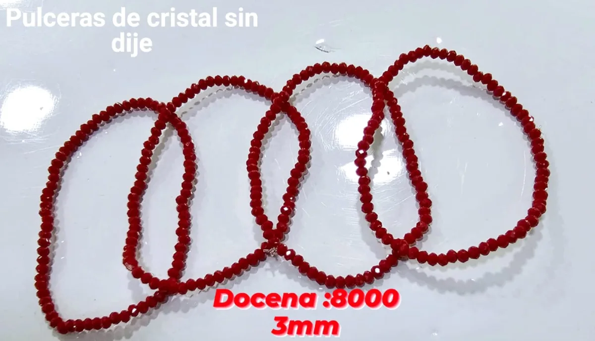 Pack 12 Pulsera Elasticada de Cristales Facetados Rojos