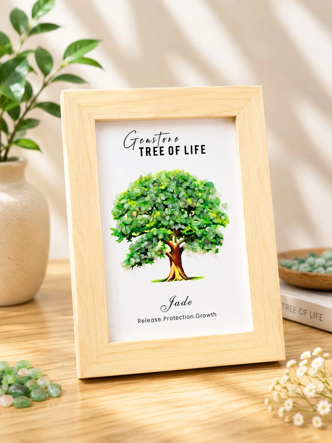Cuadro Árbol de la Vida con Cuarzos - Jade
