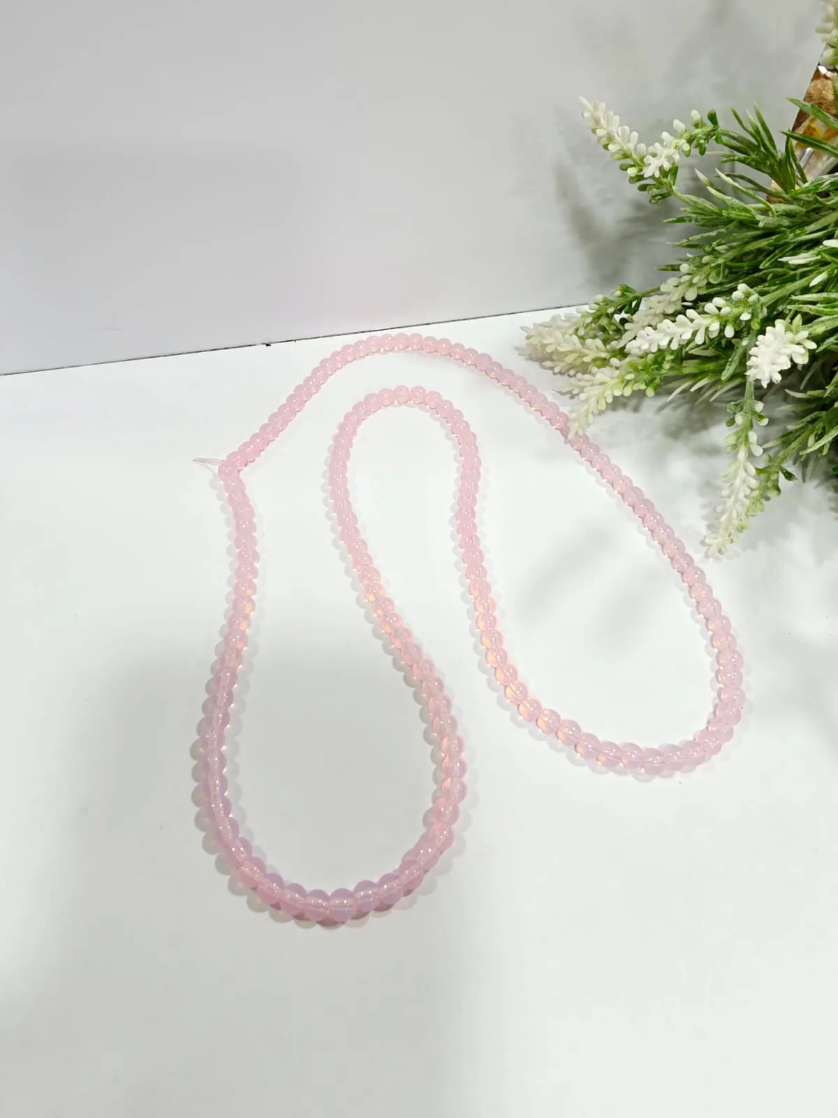 Cuentas de Vidrio Liso Rosa Pastel 6mm